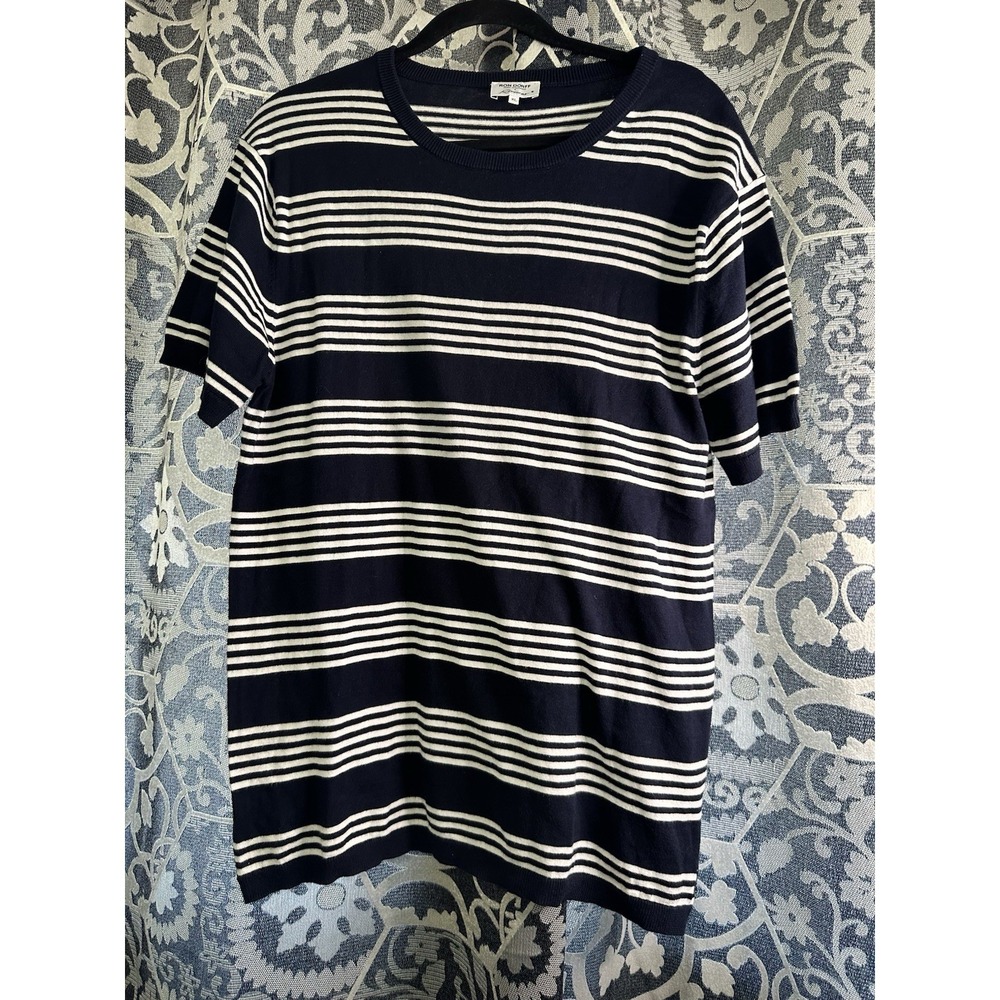 RON DORFF RIVIERAS knitted t-shirt white and blue  striped XL 100% Cotton